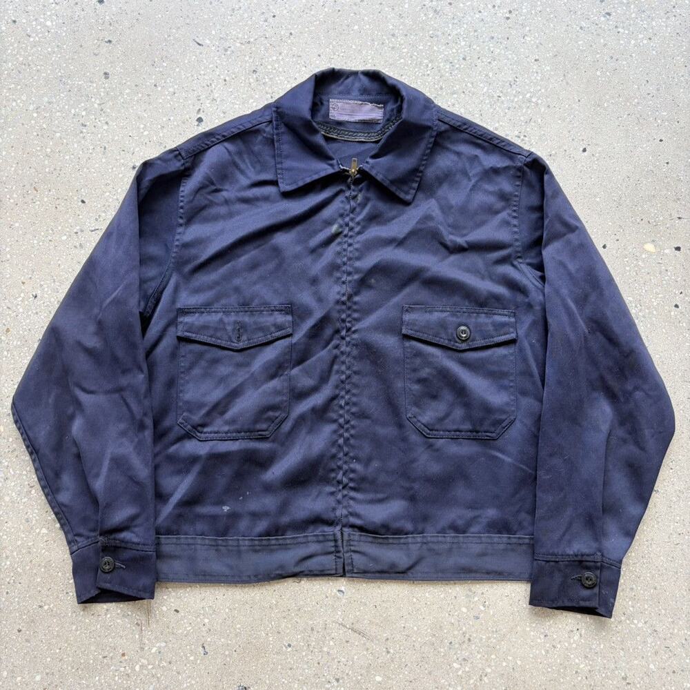 Vintage 60s Navy Two Tone Workwear Boxy Mechanics Jacket